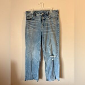 Old Navy Light Wash Distressed Extra High Rise Wide Leg Jeans - Size 14 P